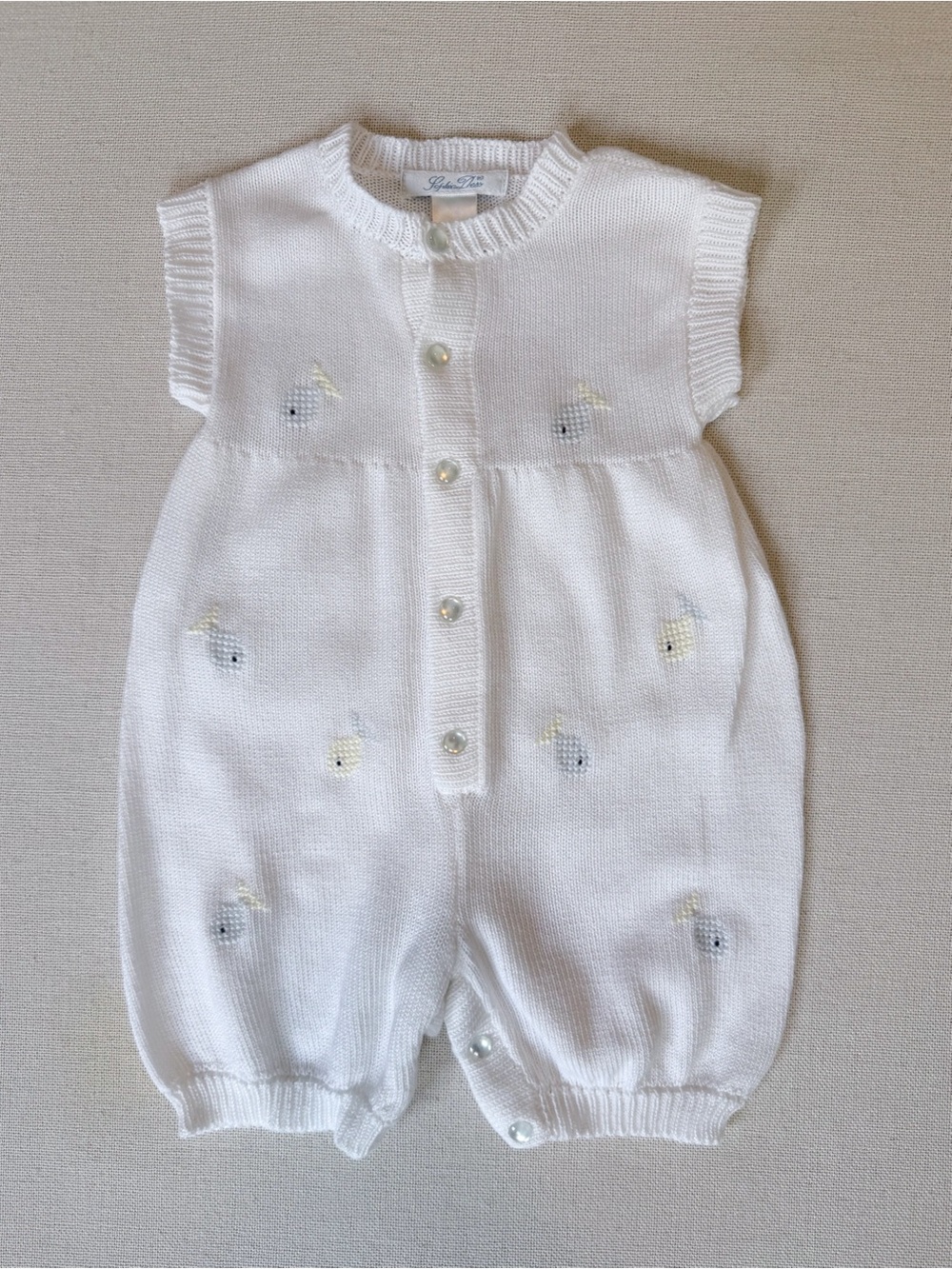 Vintage Fish Print 100% Cotton Knit Romper